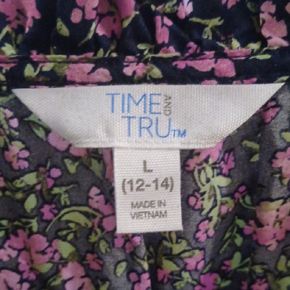 Time and Tru Navy and Pink Floral Dress - Picture 2 of 5